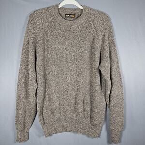 Bass Sweater Mens L Brown 100% Cotton Chunky Knit Crewneck Pullover Classic XL